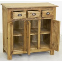 Sideboard cabinet in natural mahogany wood 3 doors and 3 drawers