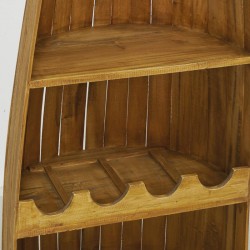 Båtformad stånghylla för flaskhållare i mahogny