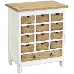 Cajones de madera de la caoba patinada blanca 13 cajones | Gabinete de almacenamiento grande Shabby Chic & Romantic