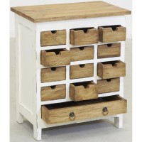 Wit gepatineerd mahonie houten dressoir 13 laden | Grote opbergkast Shabby Chic & Romantic