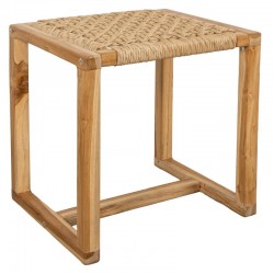 Tavolino quadrato in legno di teak e vimini sintetici