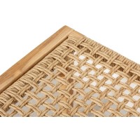 Kwadratowy stolik do kawy w drewnie tekowym i rattanie syntetycznym