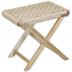 Tabouret pliable en bois de teck naturel