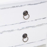 Table de nuit en bois d'acajou patiné blanc, 2 tiroirs