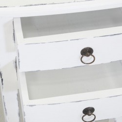 Biały patynowany drewniany stół mahoniowy, 2 szuflady