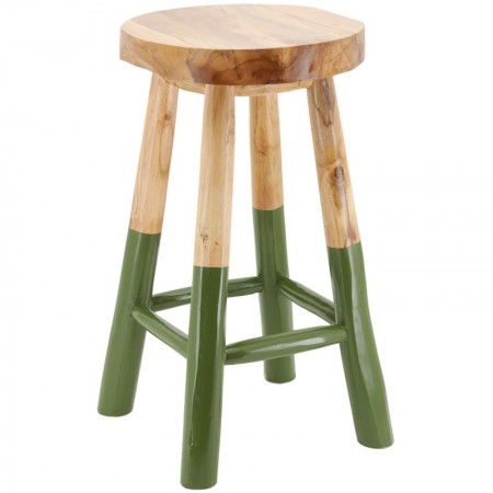 Naturlig Teak Wood Teak Stool & Green Feet Khaki: Mykning Mykning Scandi-Boho & Trend Sofa Trend