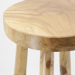 Round bar stool made of natural teak wood and dyed black