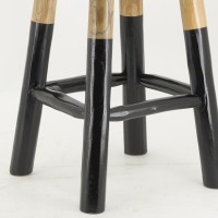 Barstol Top Natural Teak Wood & Black Feet H72CM: Skandinavisk og industriell design Høy stolekjøkken
