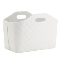 Corbeille porte-revues rectangulaire en polyuréthane blanc