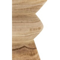 PION-Hocker in natürlichem Paulownia - Massivholz-Beistelltisch geschnitzt, Sofaende