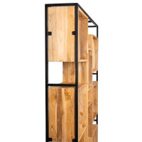 Étagère en bois de teck massif sur structure en métal