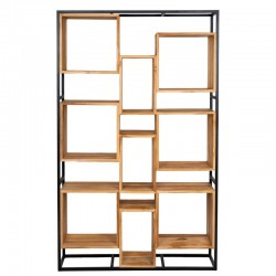 Étagère en bois de teck massif sur structure en métal