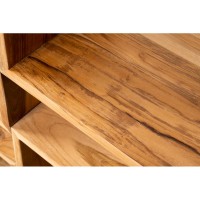 Scatola per ripiano in teak e scatole di offset in metallo - Biblioteca industriale di fascia alta