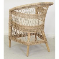 Fauteuil en poelet fin et teck, avec coussin