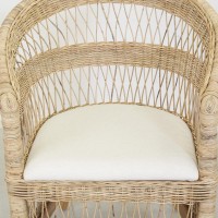 Fauteuil en poelet fin et teck, avec coussin