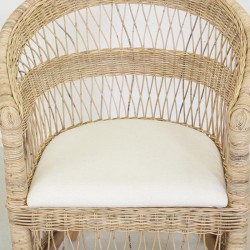 Fauteuil en poelet fin et teck, avec coussin