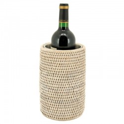 Stainless steel bottle refresher and white patinated rattan
