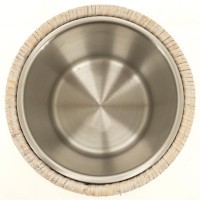 Rafraichisseur de bouteille en inox et rotin patiné blanc