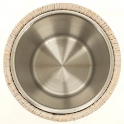 Rustfrit stålflaske Refriskning og hvid patineret rattan - Elegant Vin Bucket og Champagne til dine borde