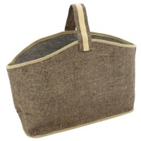 Sac à bûches en jute naturel et teinté marron