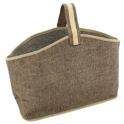 Sac à bûches en jute naturel et teinté marron
