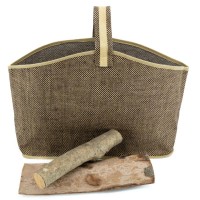 Sac à bûches en jute naturel et teinté marron