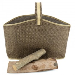 Sac à bûches en jute naturel et teinté marron