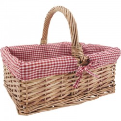 Panier rectangulaire en osier fendu teinté, doublure vichy