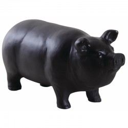Cochon noir en résine décoratif