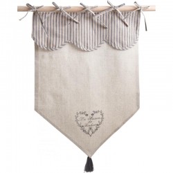Curtain in cotton and linen, grey heart pattern "The House of Bonheur"