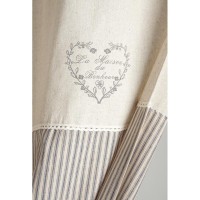 Rideau en coton et lin motifs coeurs gris 140 x 250 cm