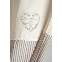 Tenda in cotone e lino con motivi a cuori grigi 140 x 250 cm