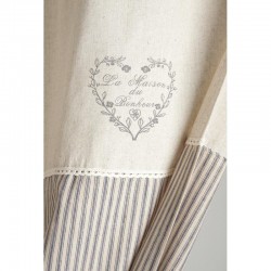 Curtain in cotton and linen motifs grey heart 140 x 250 cm