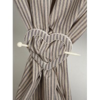 Rideau en coton et lin motifs coeurs gris 140 x 250 cm