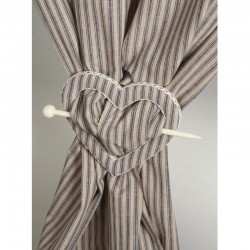 Cotton curtain and linen grey heart motifs 140 x 250 cm