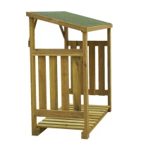 Abri bois de chauffage en pin teinté avec toit bitumé