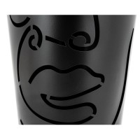 Czarny lakierowany uchwyt na parasolę metalową, wzór twarzy