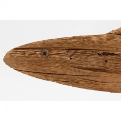 Natürliche Paulownia Holz Fisch auf Metall Alte Effekte, Meer Rand Dekoration Statuette