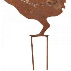 Poule et coq en métal effet rouillé lot de 2, Décoration de jardin à planter