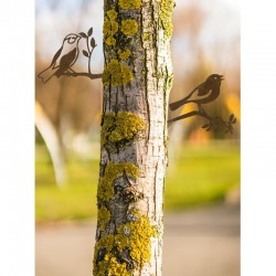 Lot de 2 oiseaux en métal effet rouillé, décoration de jardin en métal pour arbre