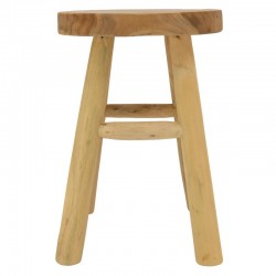 Tabouret rustique rond en bois de teck naturel ø 30 h 43 cm