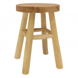 Rustikk avføring rundt naturlig teak tre ø 30 h 43 cm: ekstra sittende og sofa ende av naturlig rå deco