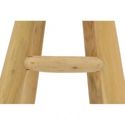 Tabouret Rustique Rond Bois de Teck Naturel Ø 30 H 43 cm : Assise d'Appoint & Bout de Canapé Deco Brut Naturelle