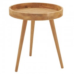 Ronde tafel van natuurlijke hout en roten