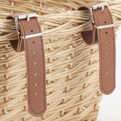 Cesto per biciclette per bambini in wicker naturale con cinturino anteriore manubrio