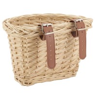 Bicycle basket for children in natural wicker with front handlebar strap