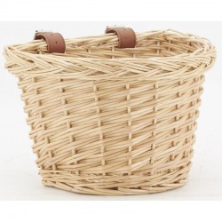 Cesta de bicicletas para niños en wicker natural con correa de manillar delantera