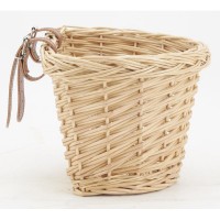 Cesta de bicicletas para niños en wicker natural con correa de manillar delantera