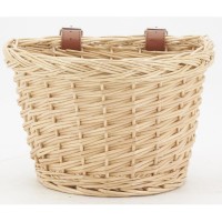 Cesta de bicicletas para niños en wicker natural con correa de manillar delantera