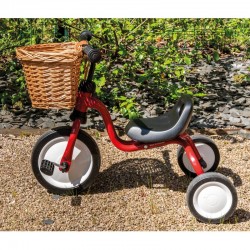 Cesta de bicicletas para niños en wicker natural con correa de manillar delantera